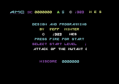 Attack of the Mutant Camels title screen for Commodore 64